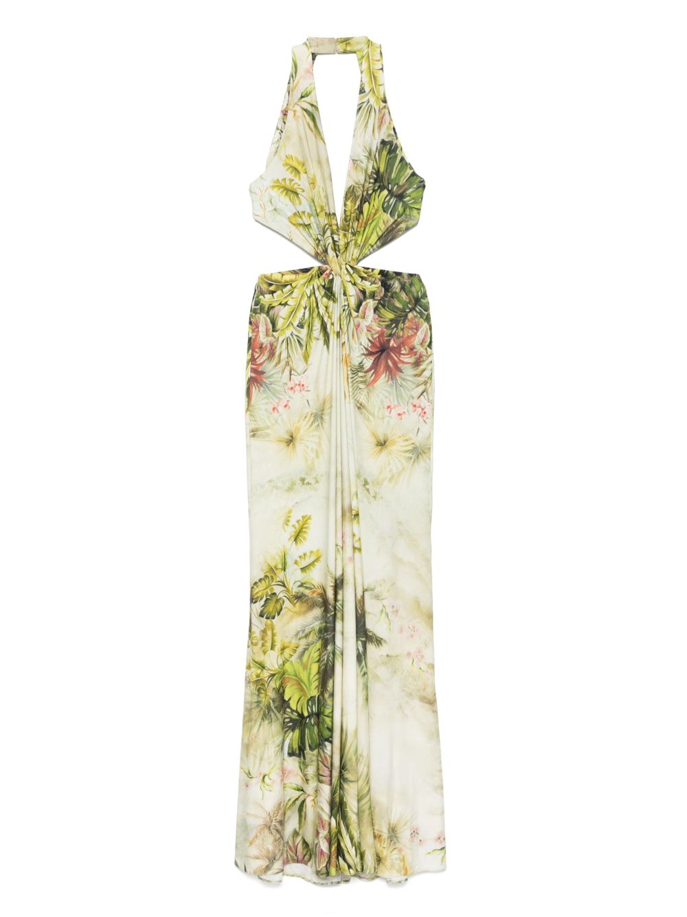 Leaf-print maxi dress - Green