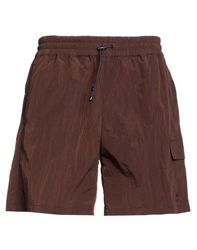 Man Shorts & Bermuda Shorts Dark brown Size L Nylon