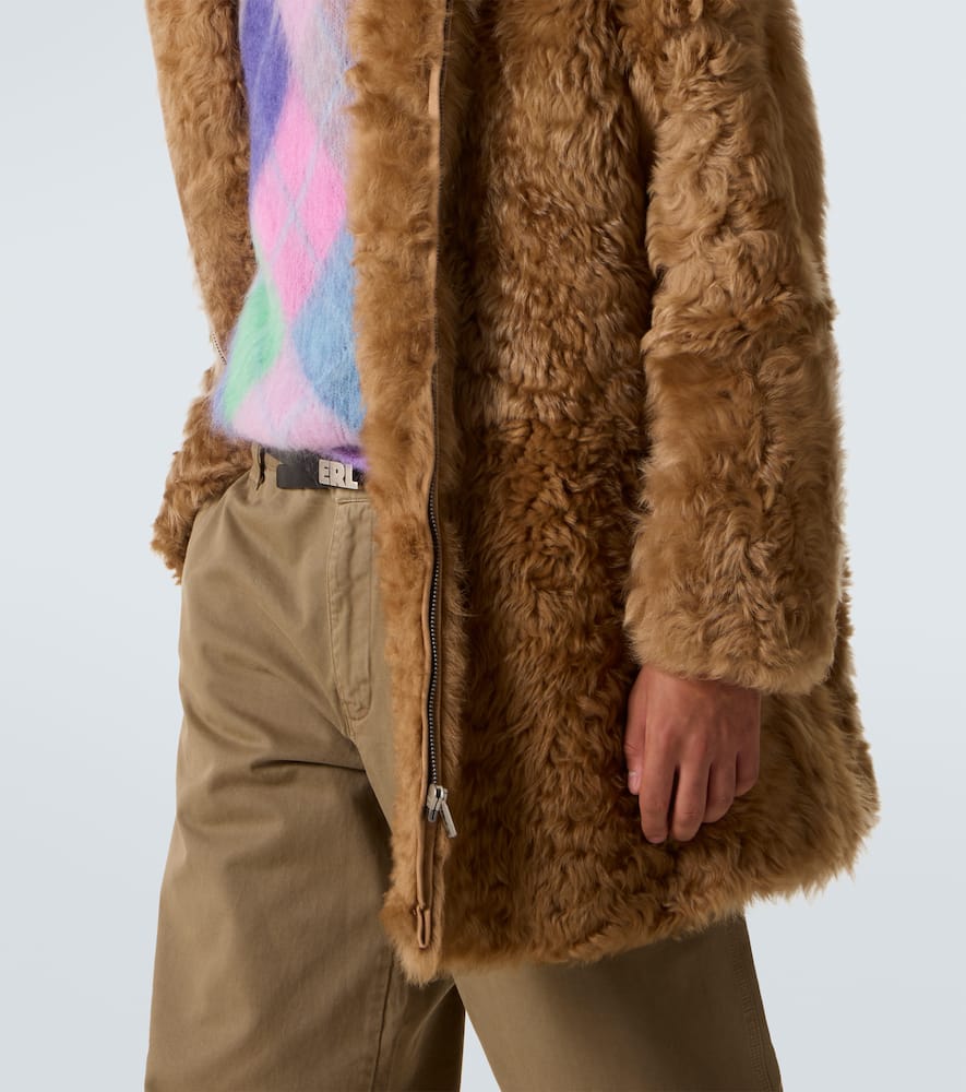 Hooded shearling coat