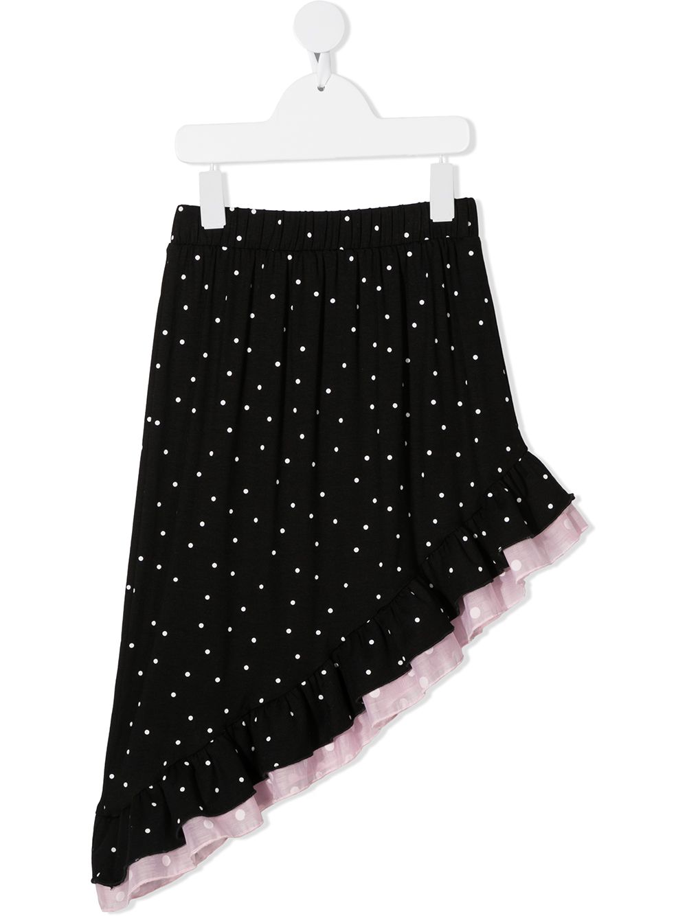Polka dot asymmetric skirt - Black