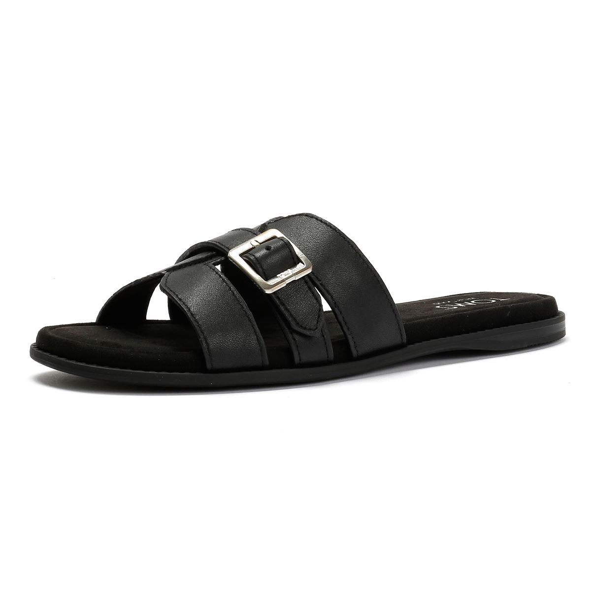 Toms Sol Mule Leather Women's Black Sanda