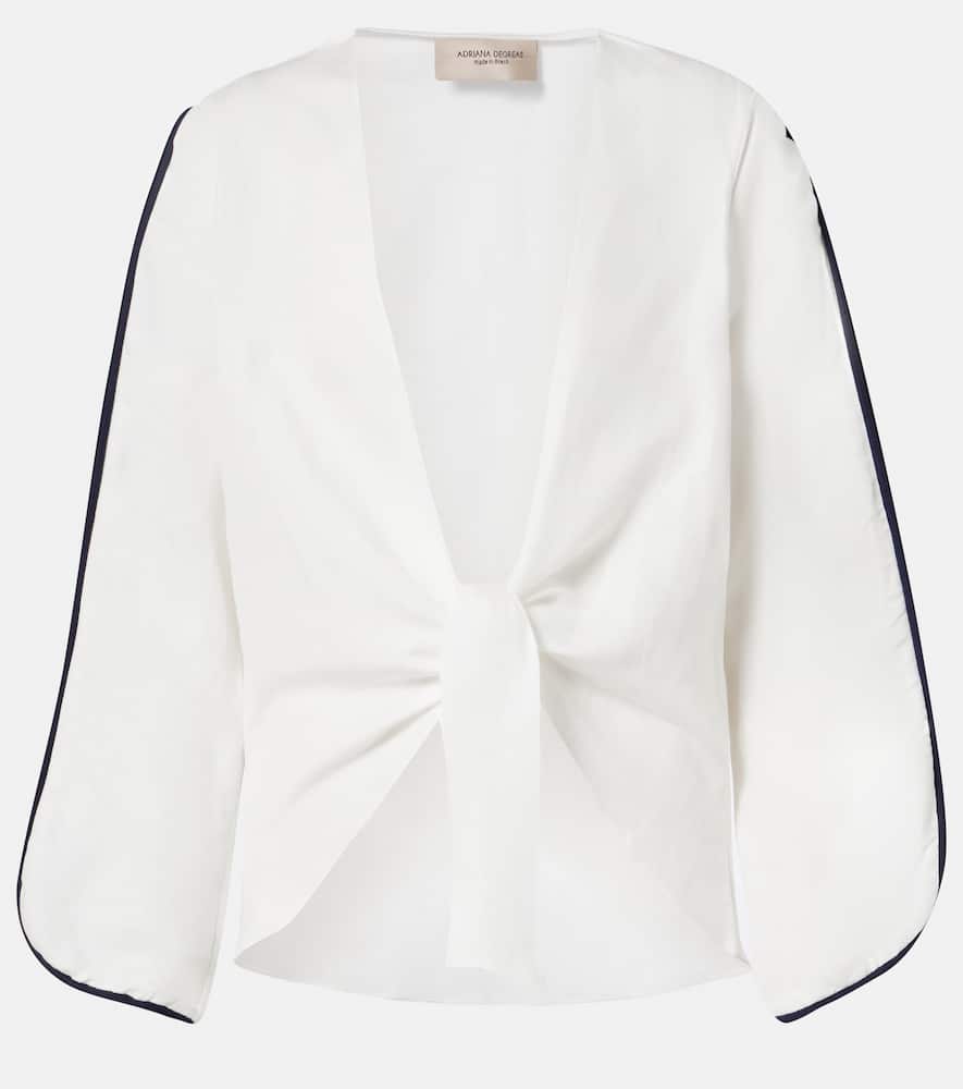 Bicolor linen-blend top