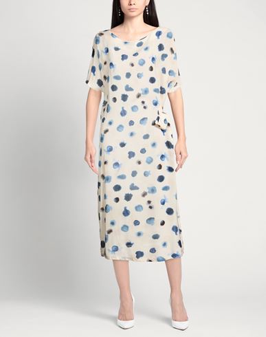 Woman Midi dress Beige Size 10 Viscose
