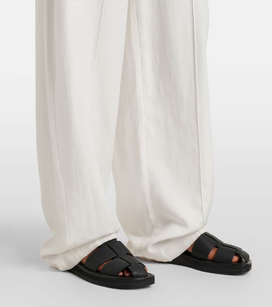Mid-rise wide-leg pants