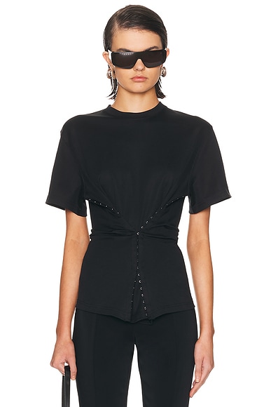 Mugler Short Sleeve Top in Black - Black. L also in M