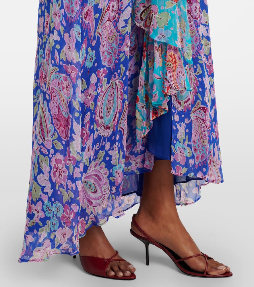 Meera floral gathered chiffon maxi dress