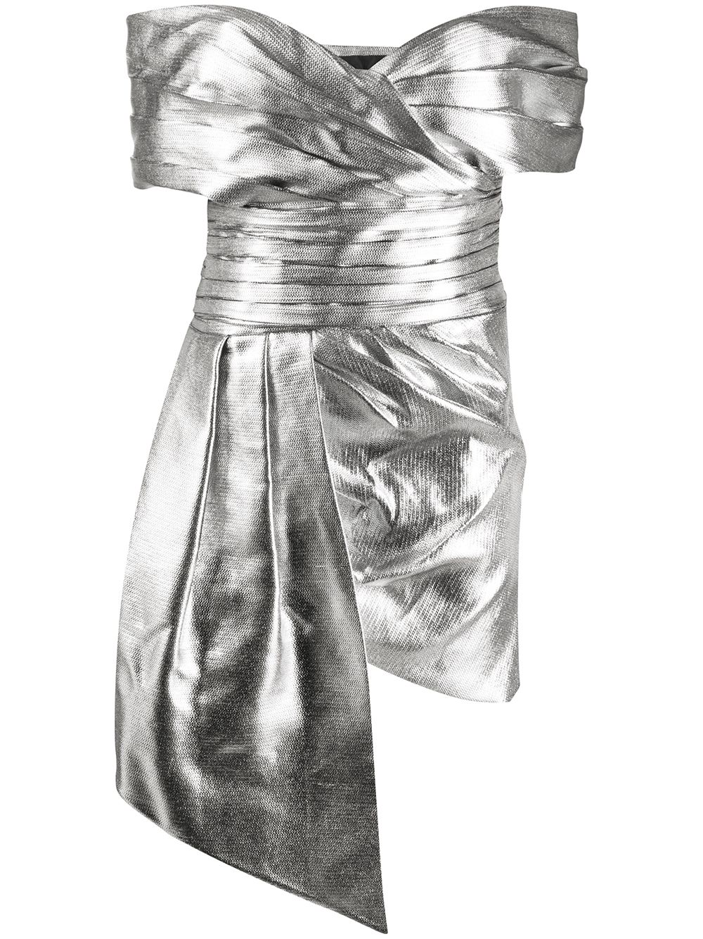 Off-the-shoulder draped mini dress - Silver