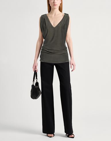 Woman Top Dark green Size 10 Cupro, Elastane