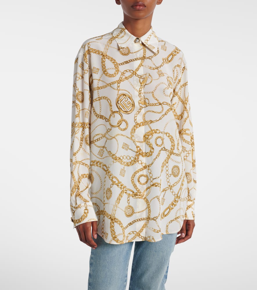 Logo printed silk shirt