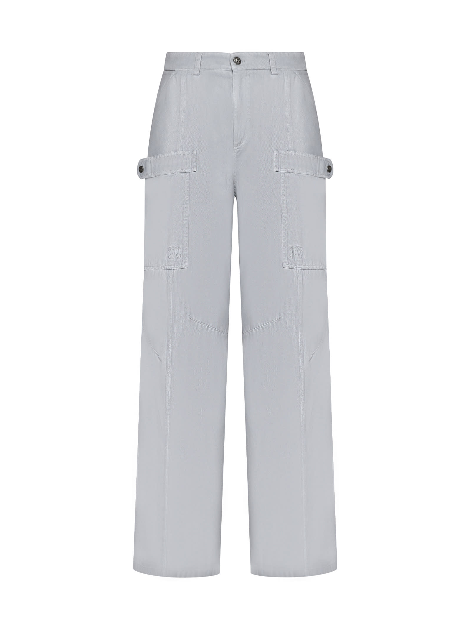 Patch-pocket wide-leg trousers - Grey