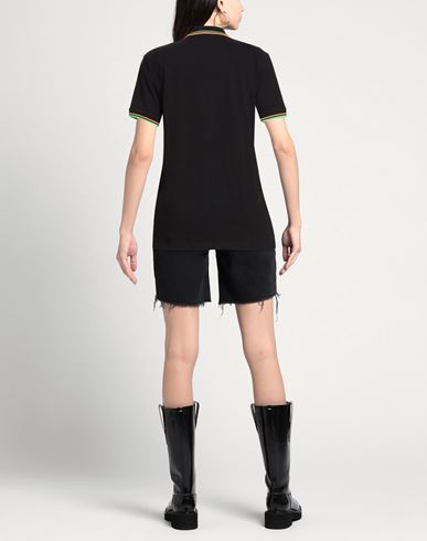 Woman Polo shirt Black Size S Cotton, Elastane