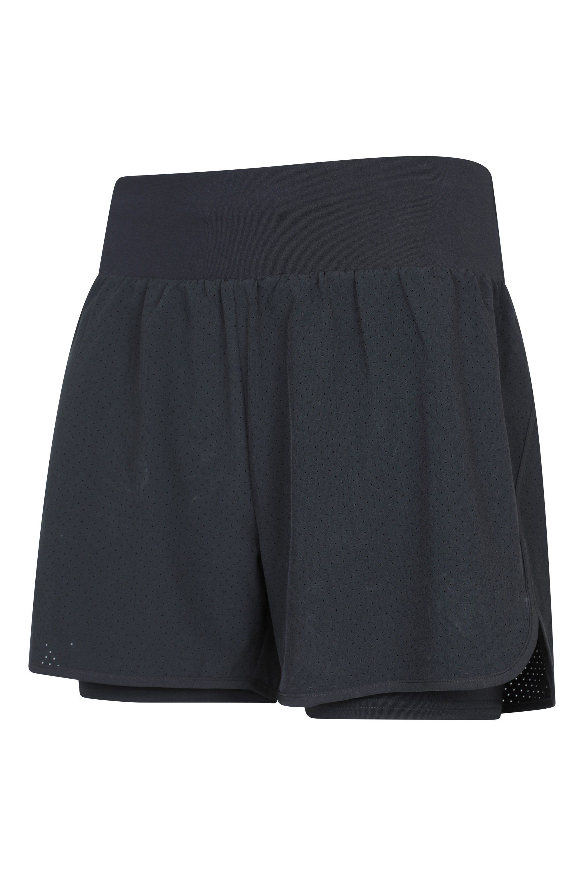 Mountain Warehouse Women's 'Double Layer' Quick Wicking Active Running Shorts in Black