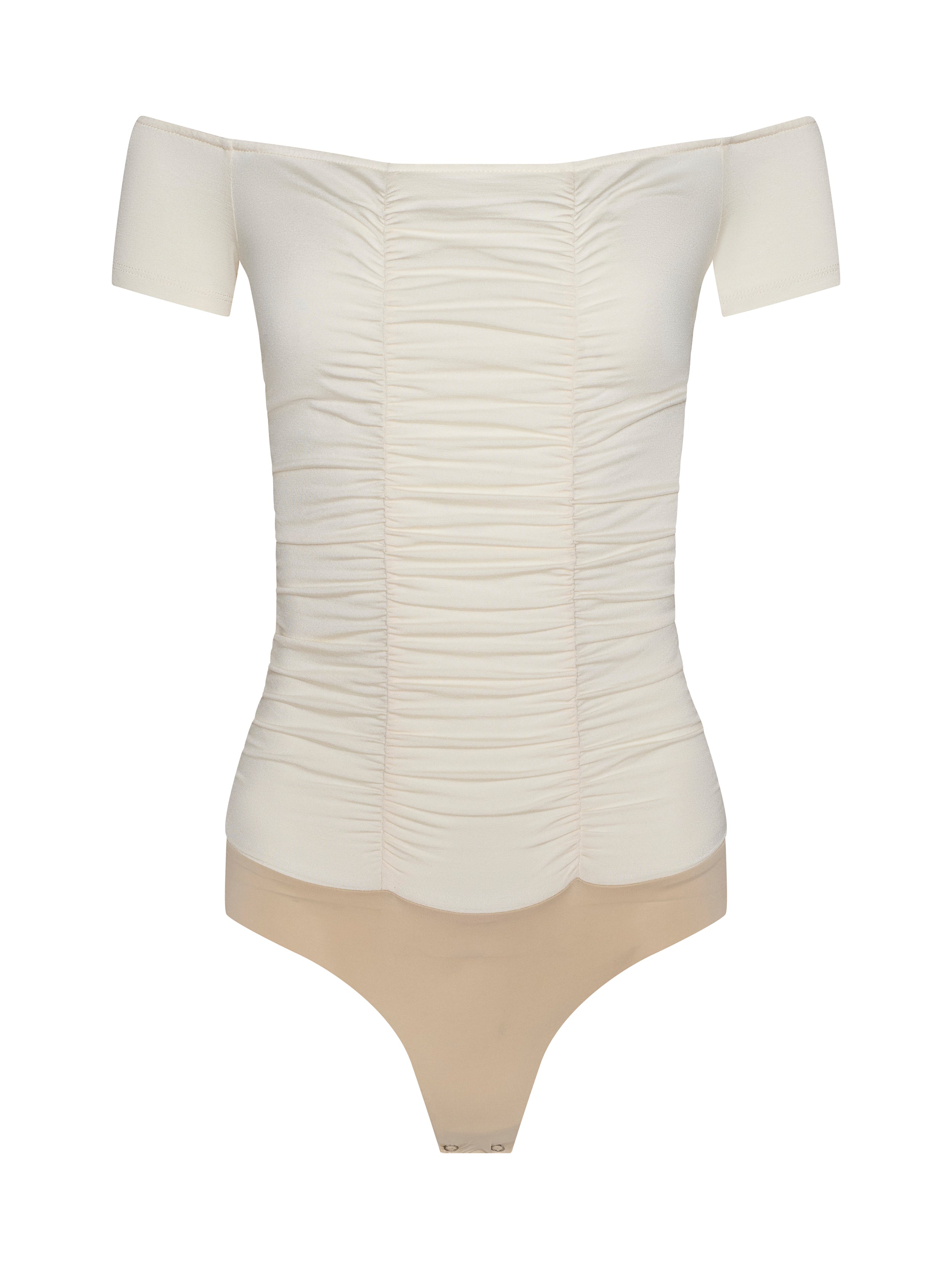 Baliegh Ruched Bodysuit In Vintage White