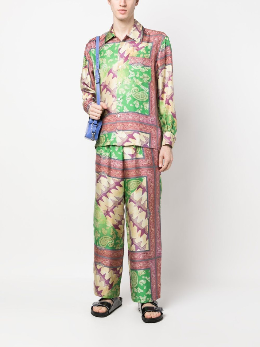 Scarf Print Sil Slacker Pants
