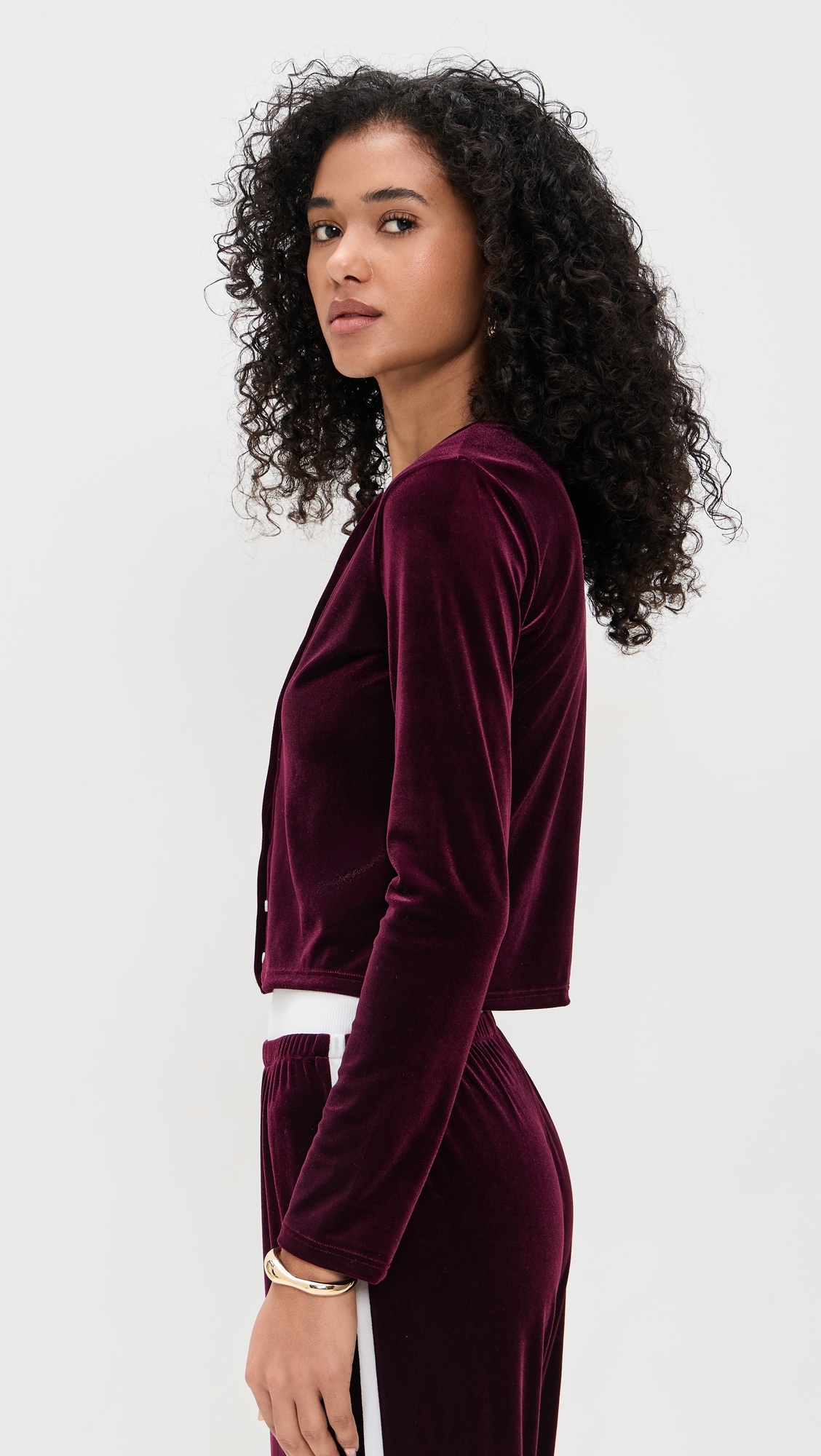 Eloise Velvet Cardigan Wine