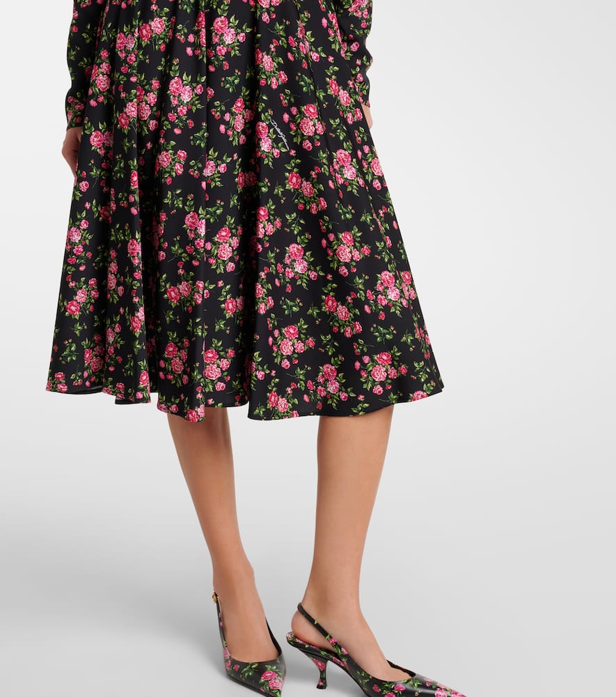 Floral silk-blend midi dress