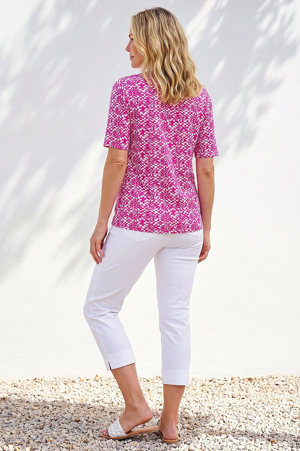Roman Women's Classic Abstract Print Top in Pink