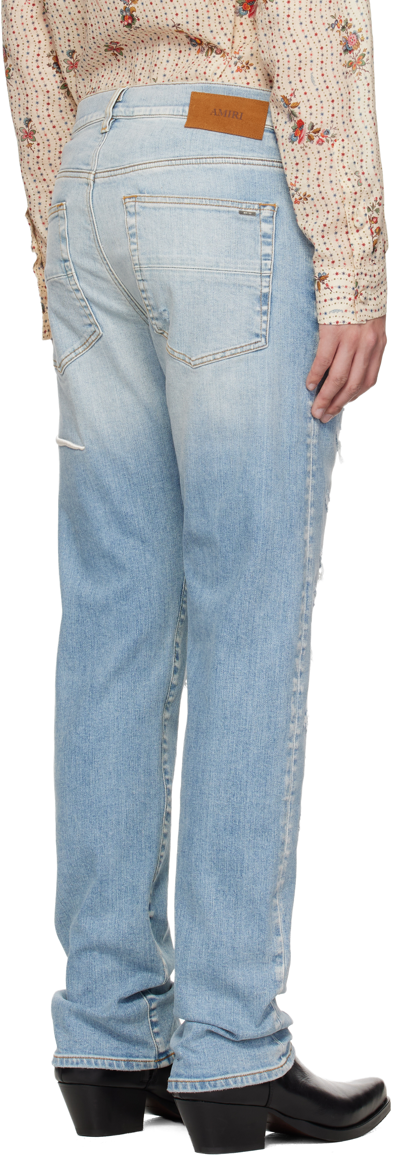 Blue '' Repaired Slim Jeans