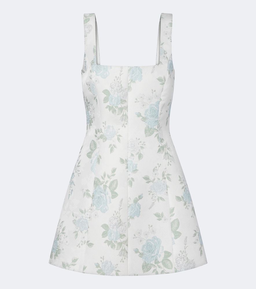 Floral lamé brocade minidress