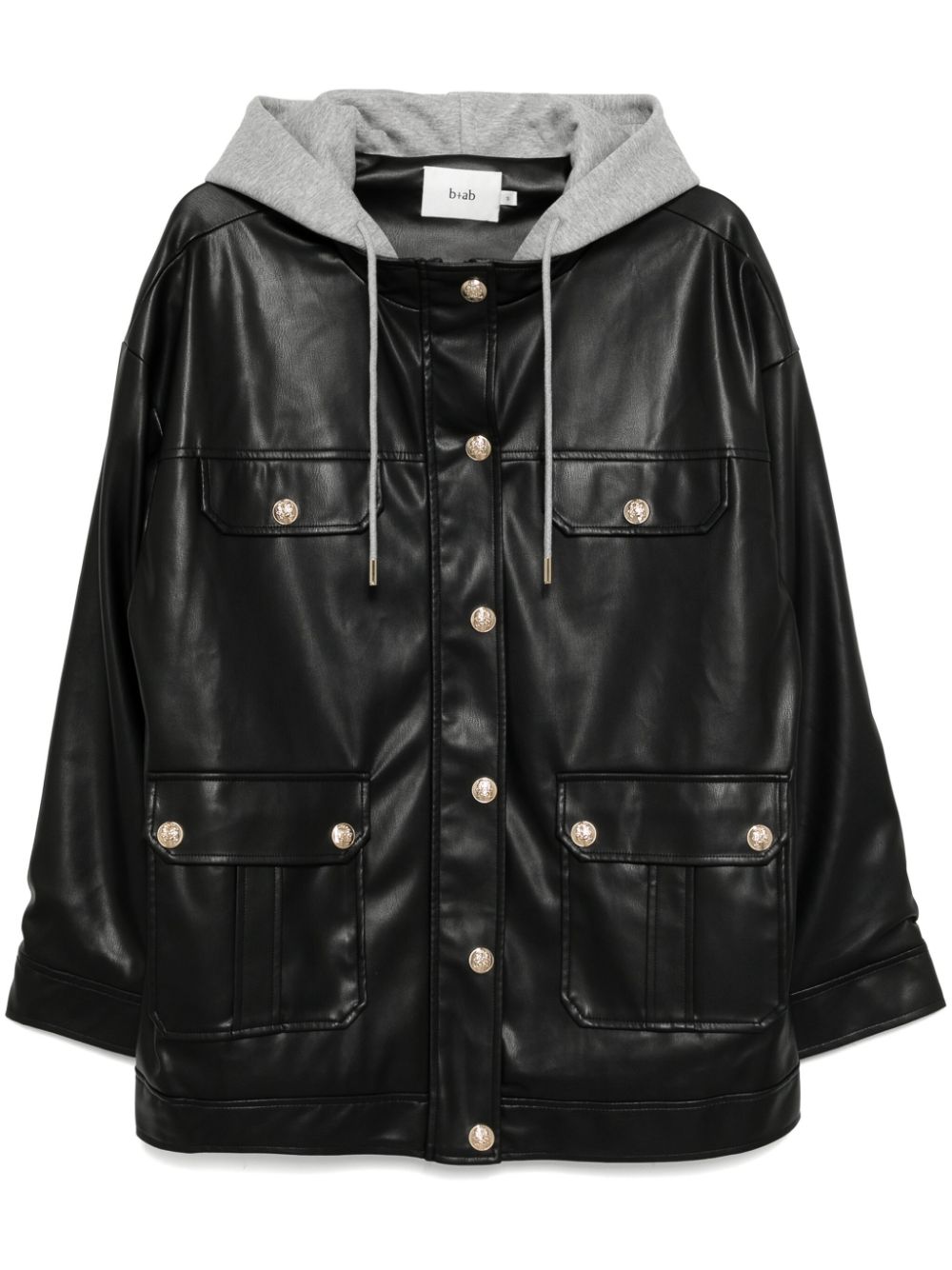 Gold-tone buttons hood jacket - Black