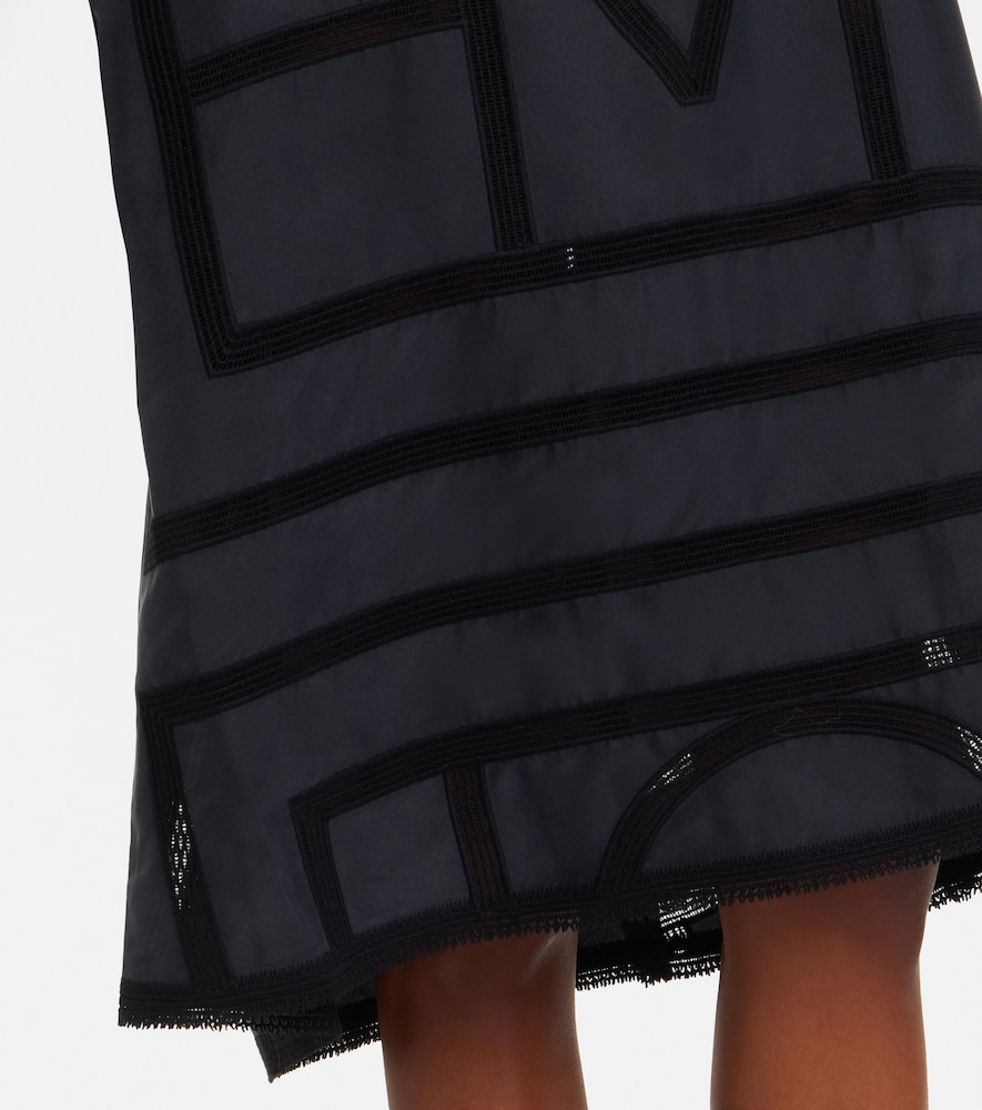 Embroidered silk midi dress