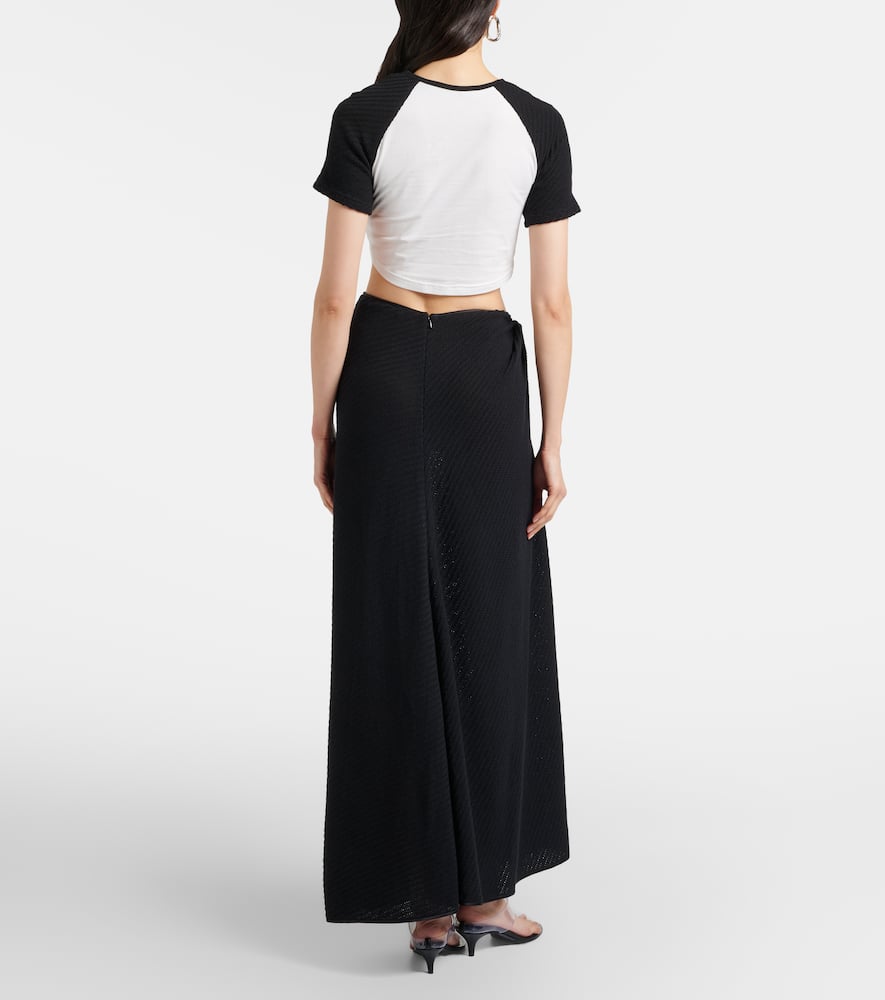 Knitted cotton-blend maxi skirt