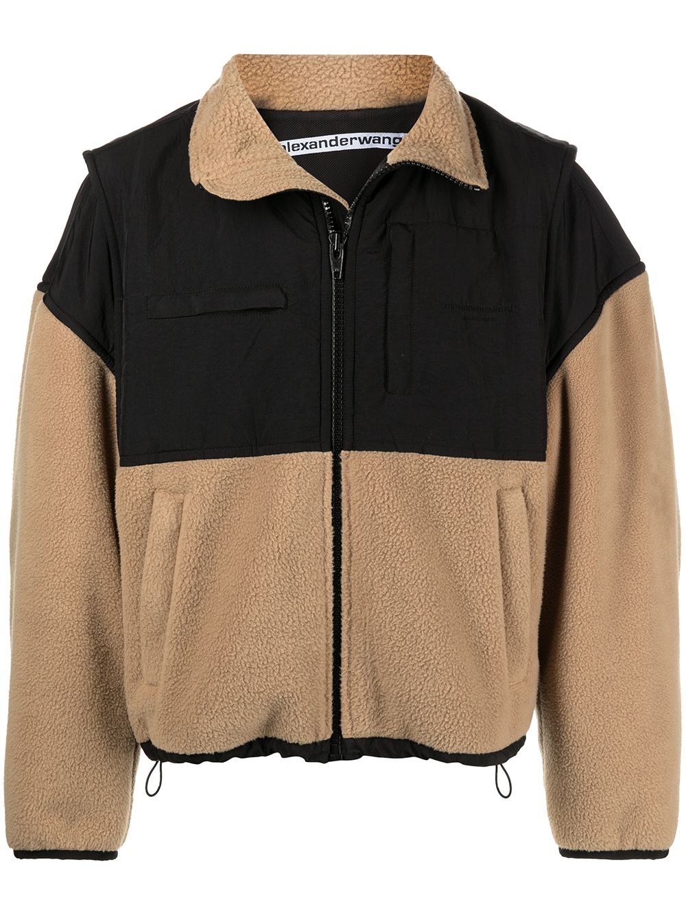 Panelled zip fleece jacket - Brown