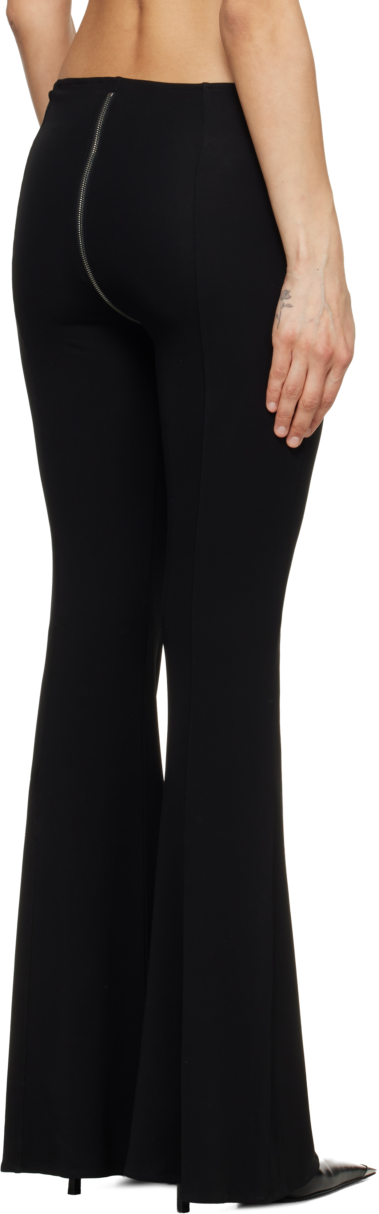 Black Mid-Rise Zipper Trousers