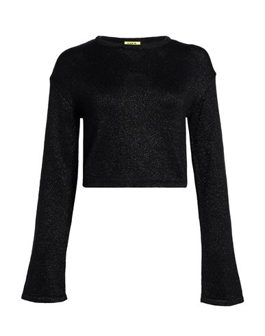 Woman Sweater Black Size L Cotton, Metallic fiber