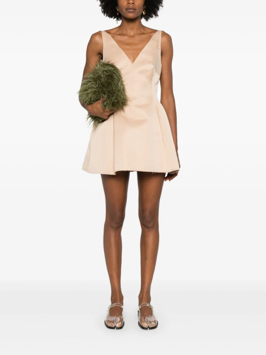 Duchess satin mini dress - Neutrals