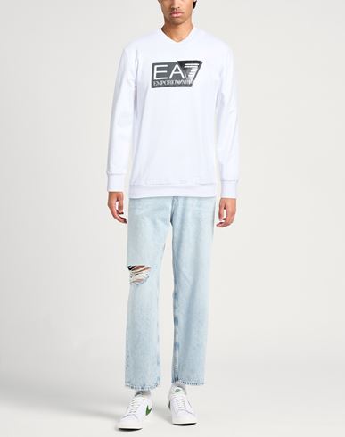 Man Sweatshirt White Size L Cotton, Elastane