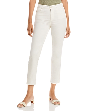 Cindy High Rise Ankle Straight Corduroy Jeans in Ecru