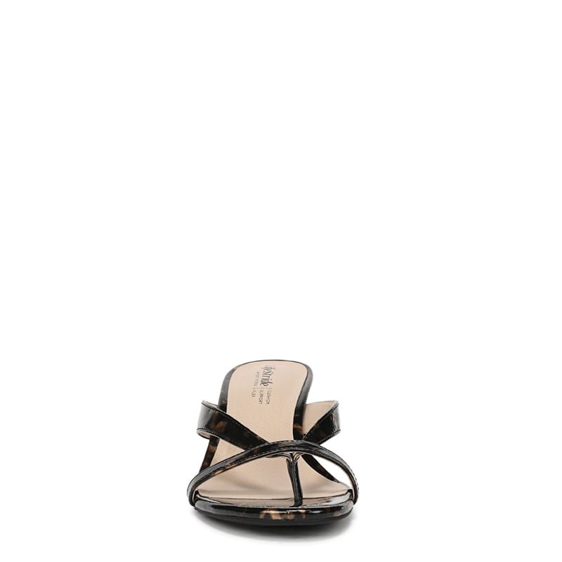 Women's Navine Thong Sandals (Black Tortoise Patent Leather)