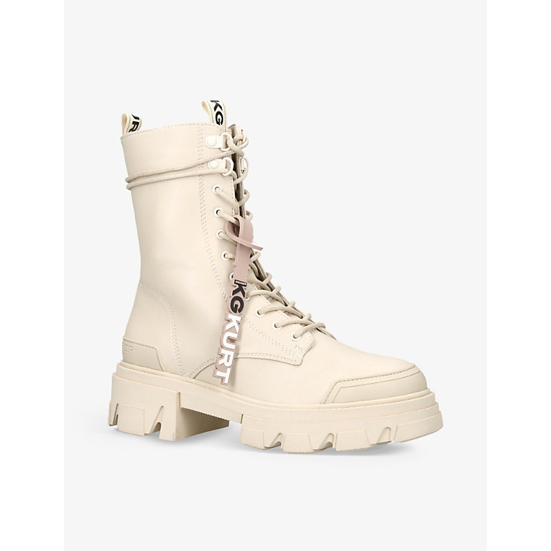 Womens Cream Trekker Logo-charm Faux-leather Ankle Boots
