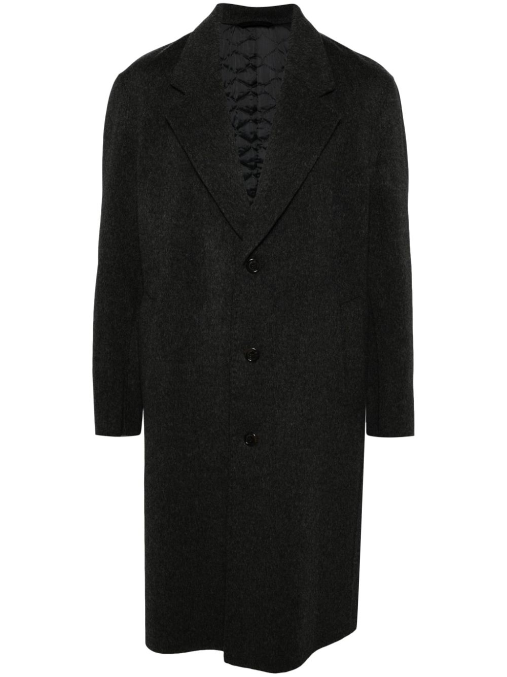 Wool-blend single-breasted coat - Black