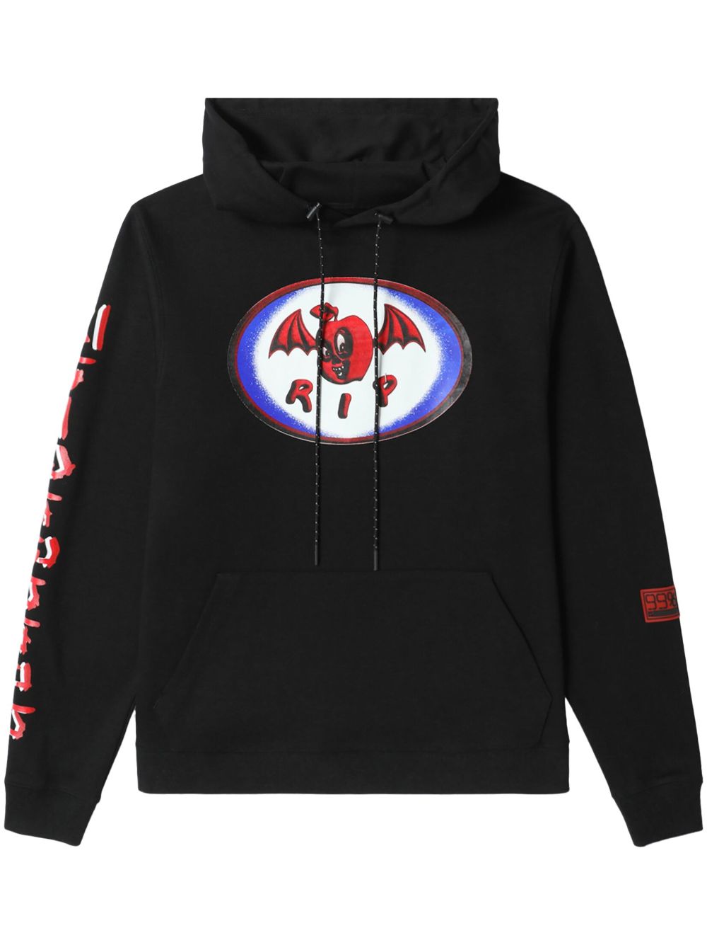 Graphic-print cotton hoodie - Black