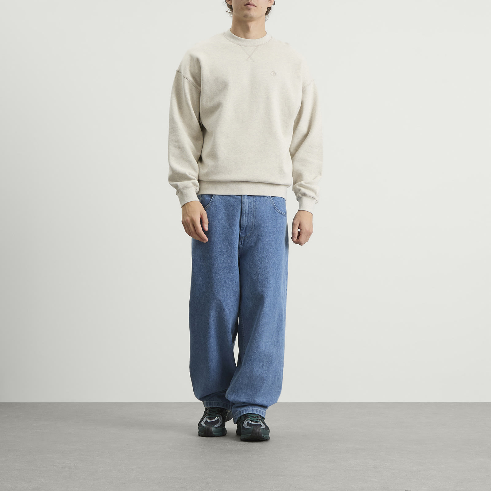 Men's Frankie Crew Neck Sweatshirt in Ivory Grey Melange