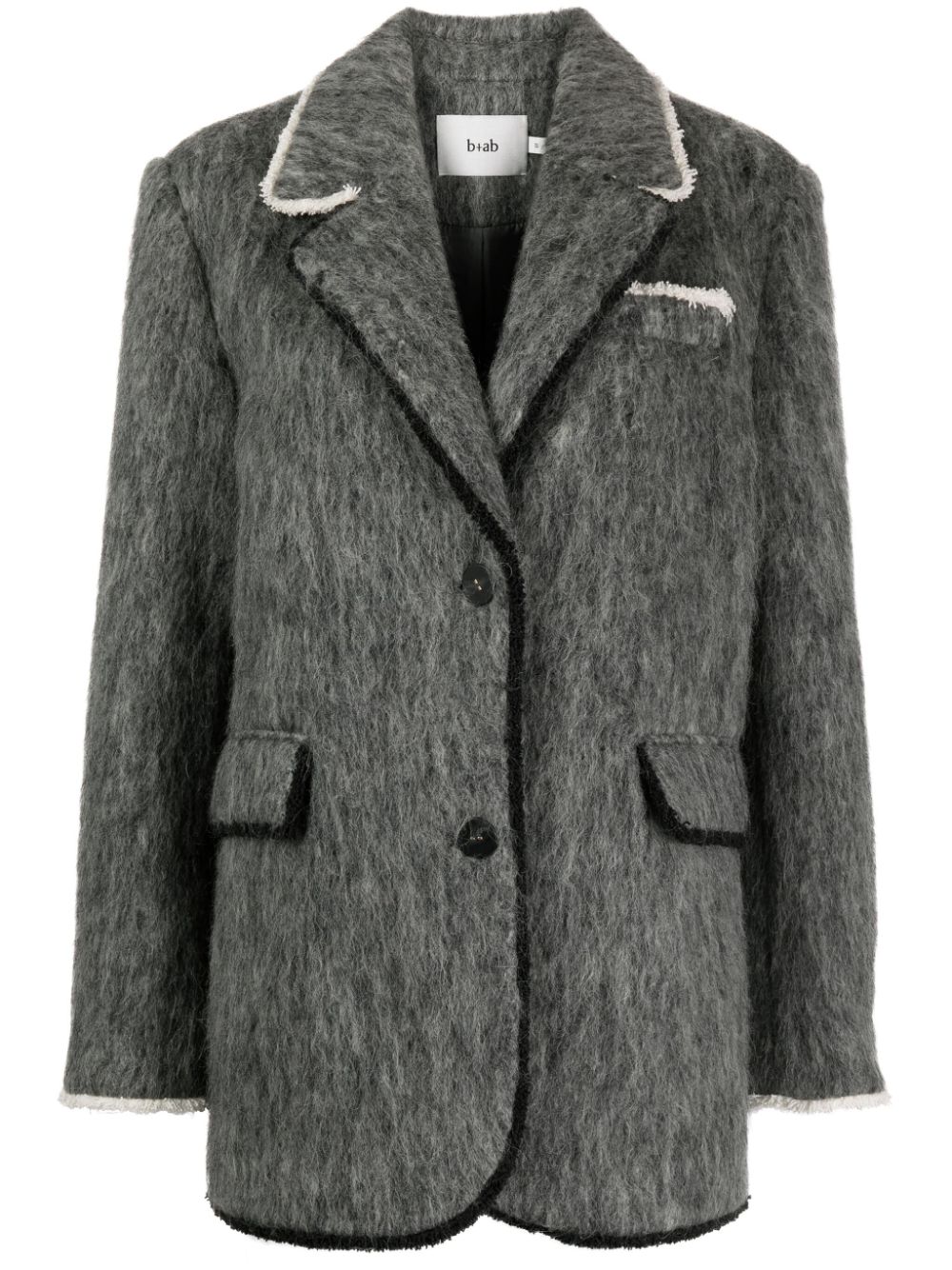 Brushed-finish single-breasted blazer - Grey