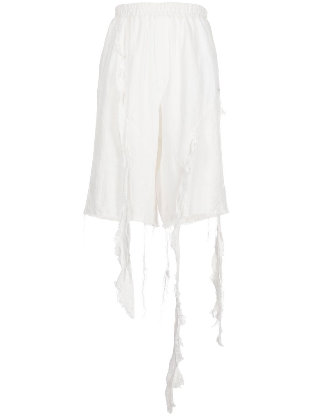 Frayed-hem knee-length shorts - White