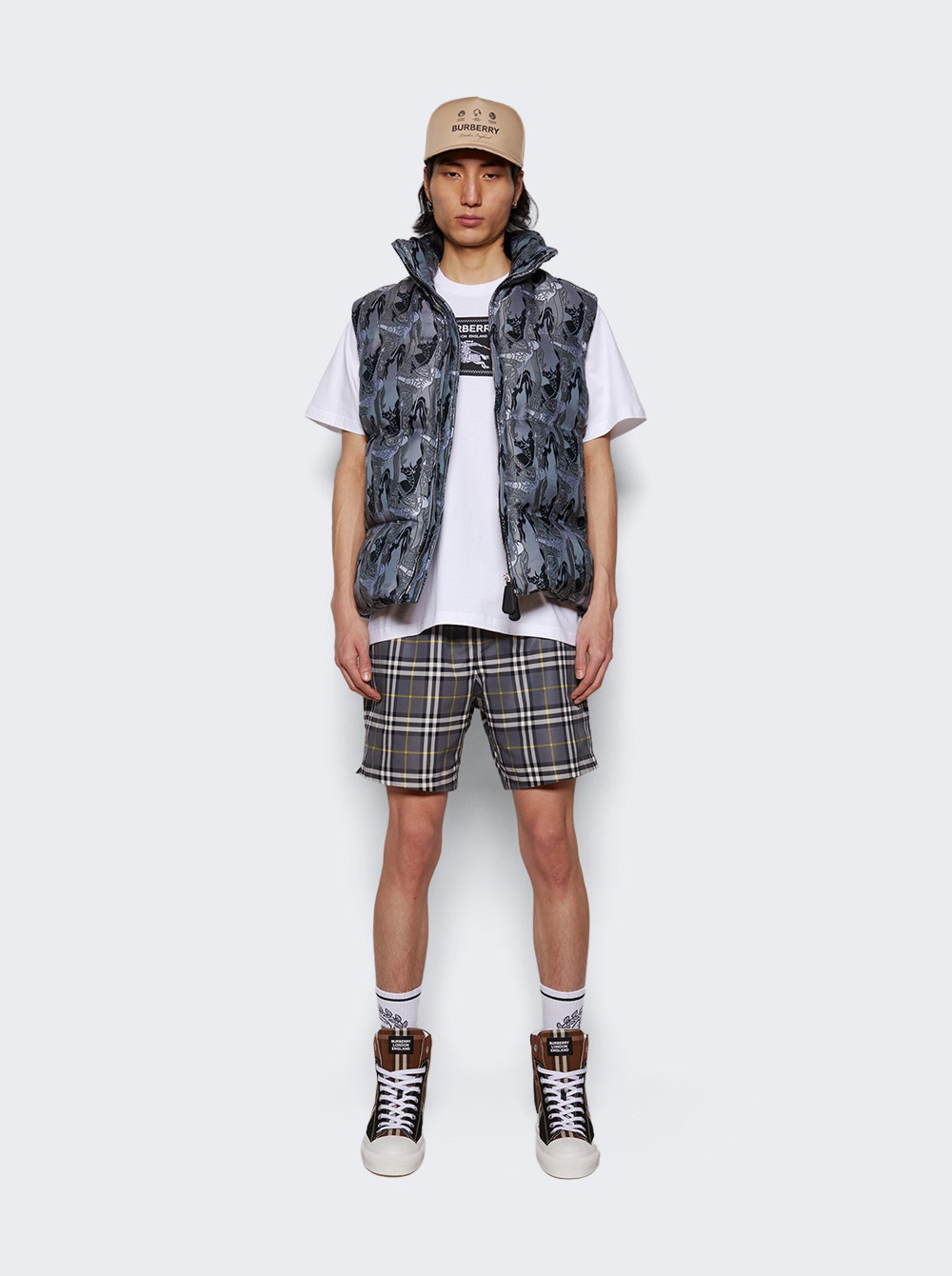 EKD silk-blend jacquard puffer gilet - Grey