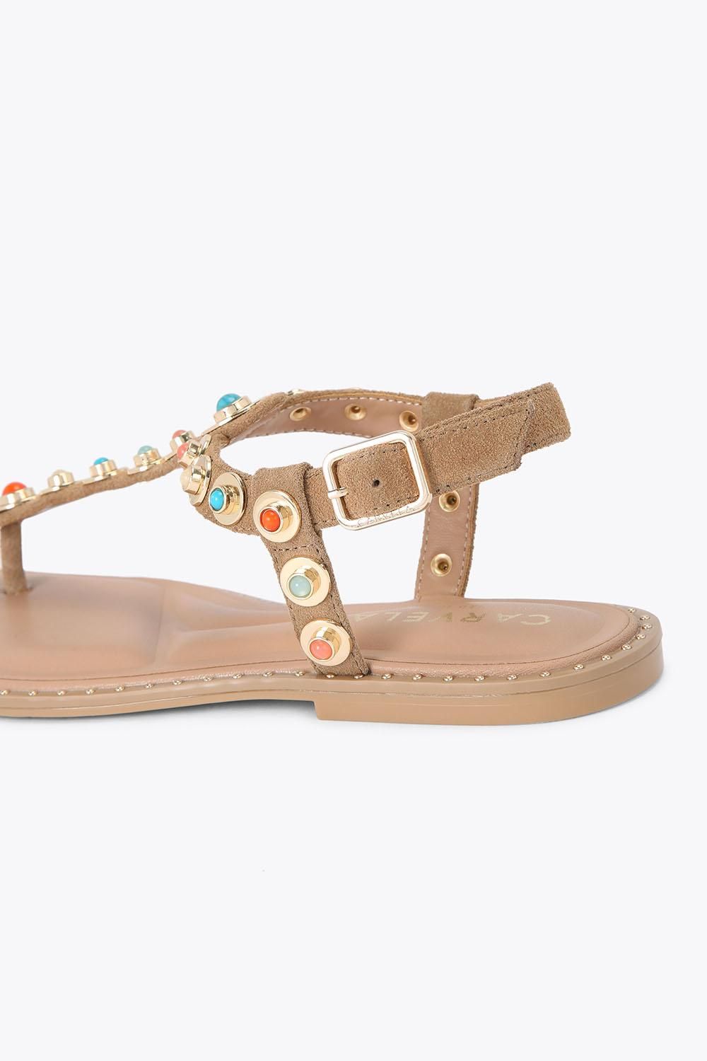 Carvela Women's 'Amalfi T Bar Flat Sandal' Suede Sandals in Came