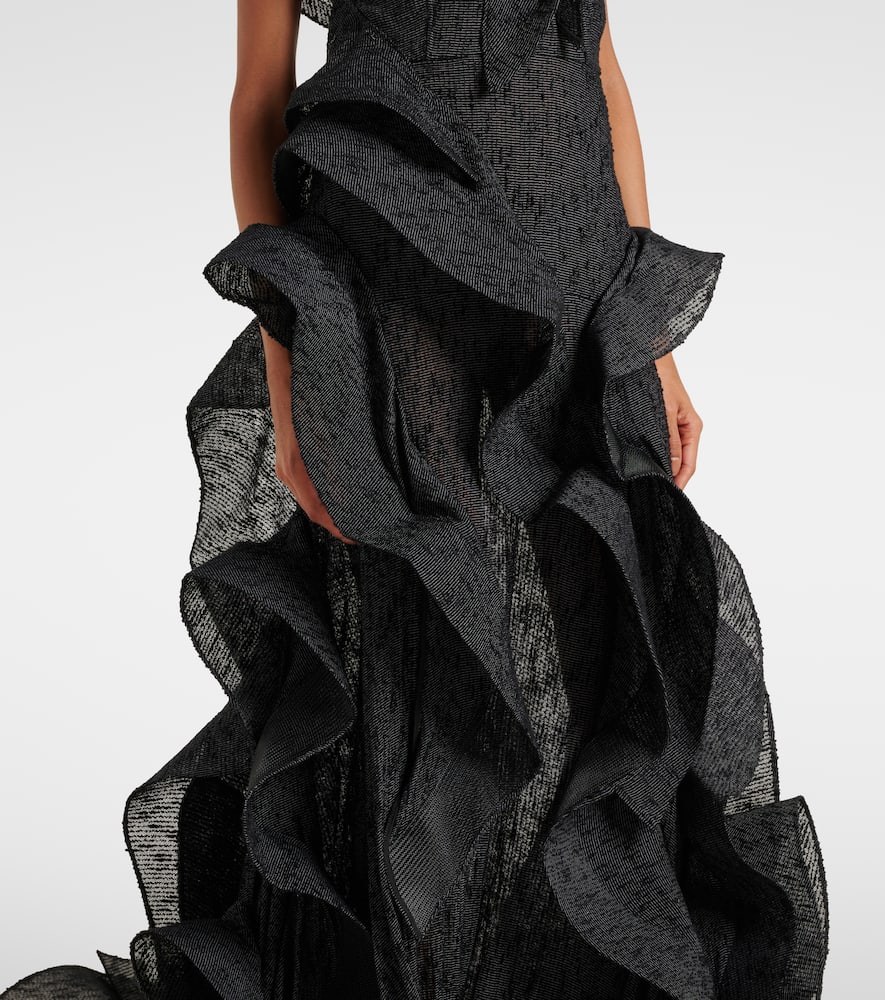 Spiral ruffled gown