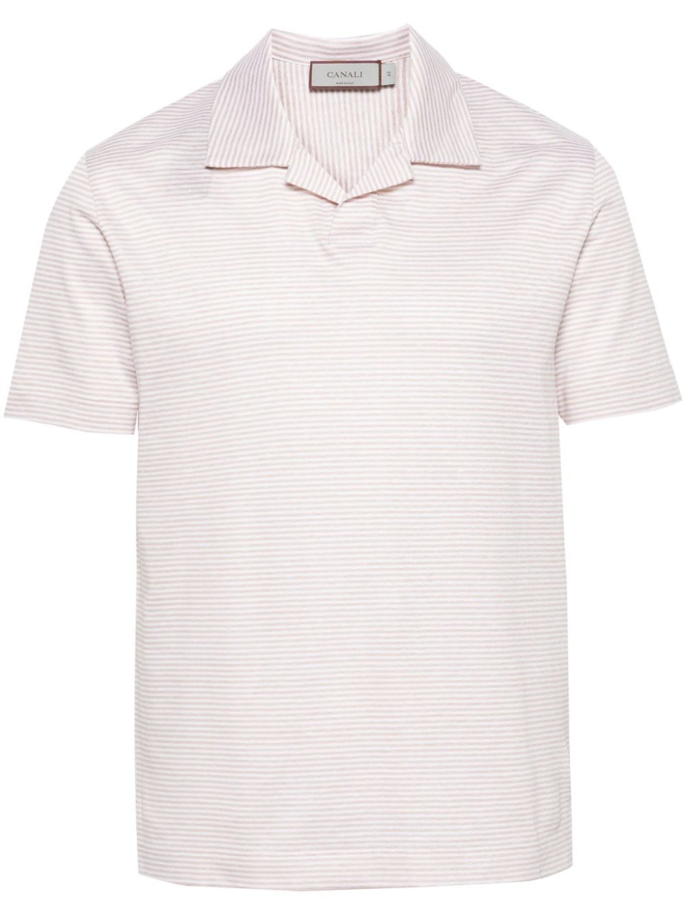Striped linen blend polo shirt - White