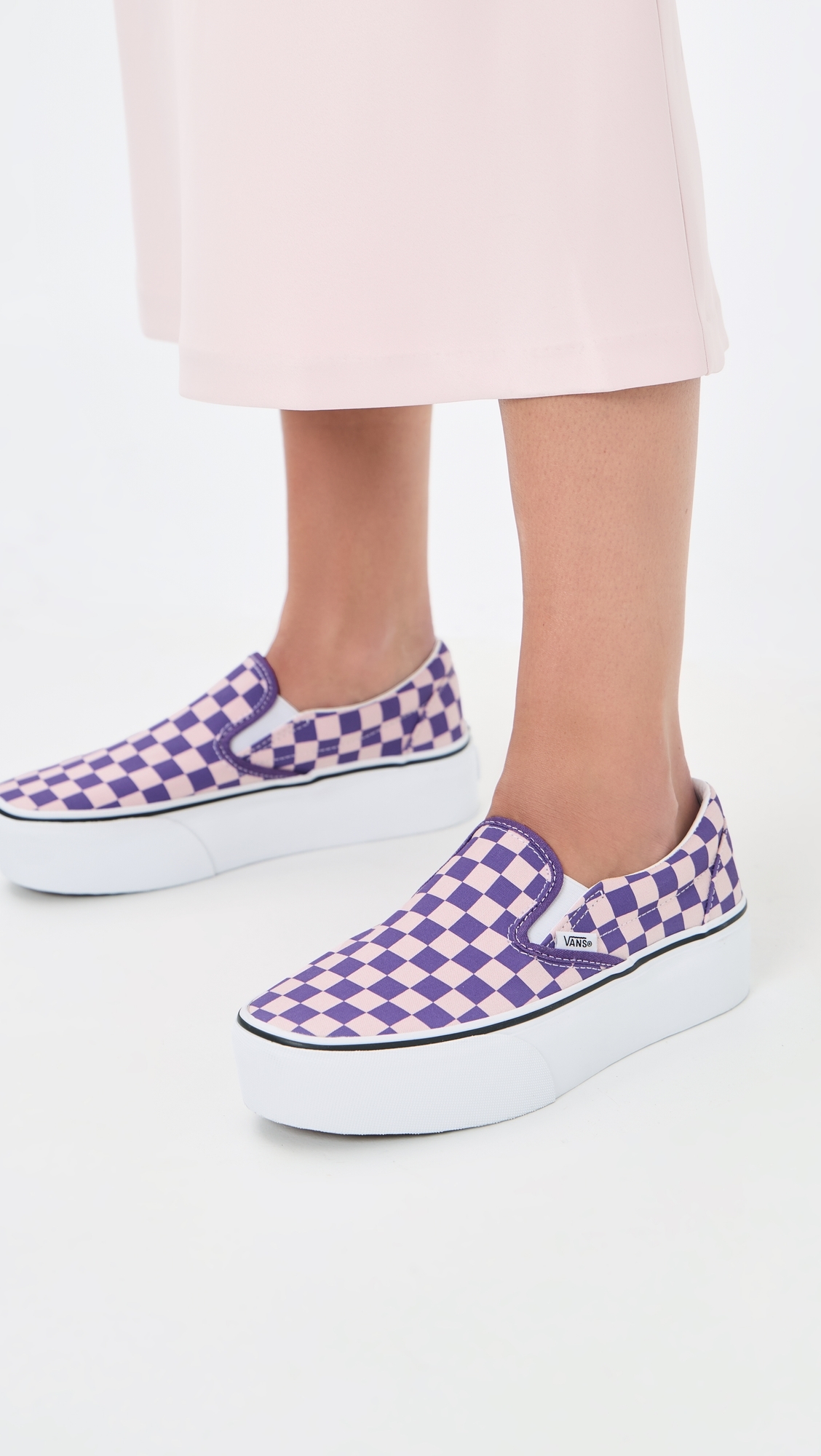 Classic Slip On Stackform Sneakers Checkerboard Pale Pink/Purple W