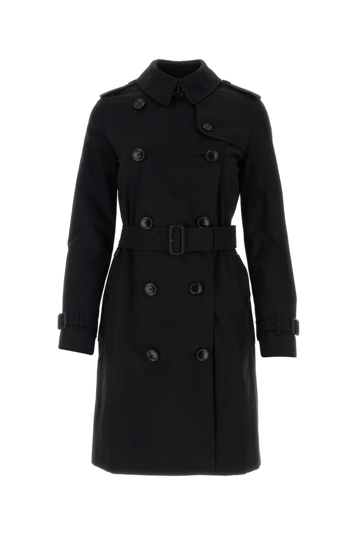 Cotton Gabardine Trench Coat — Black