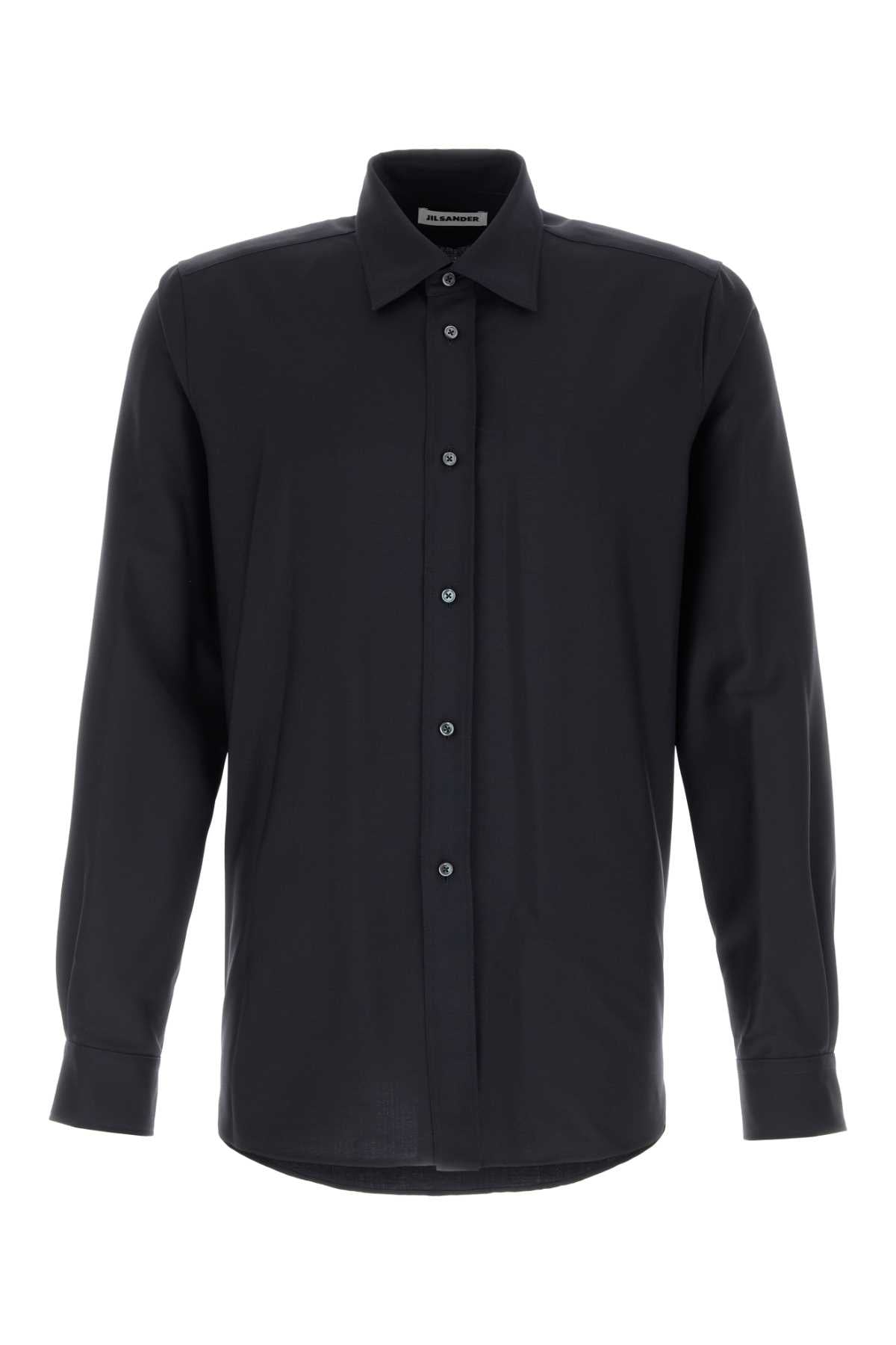 Virgin Wool & Mohair Blend Shirt — Navy
