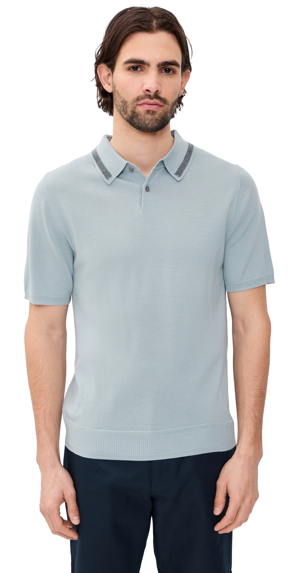 Short Sleeve Sweater Polo Light Blue