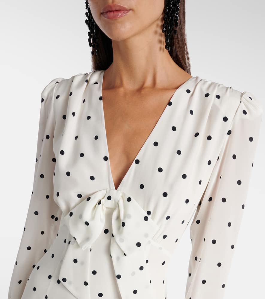 Polka-dot silk midi dress