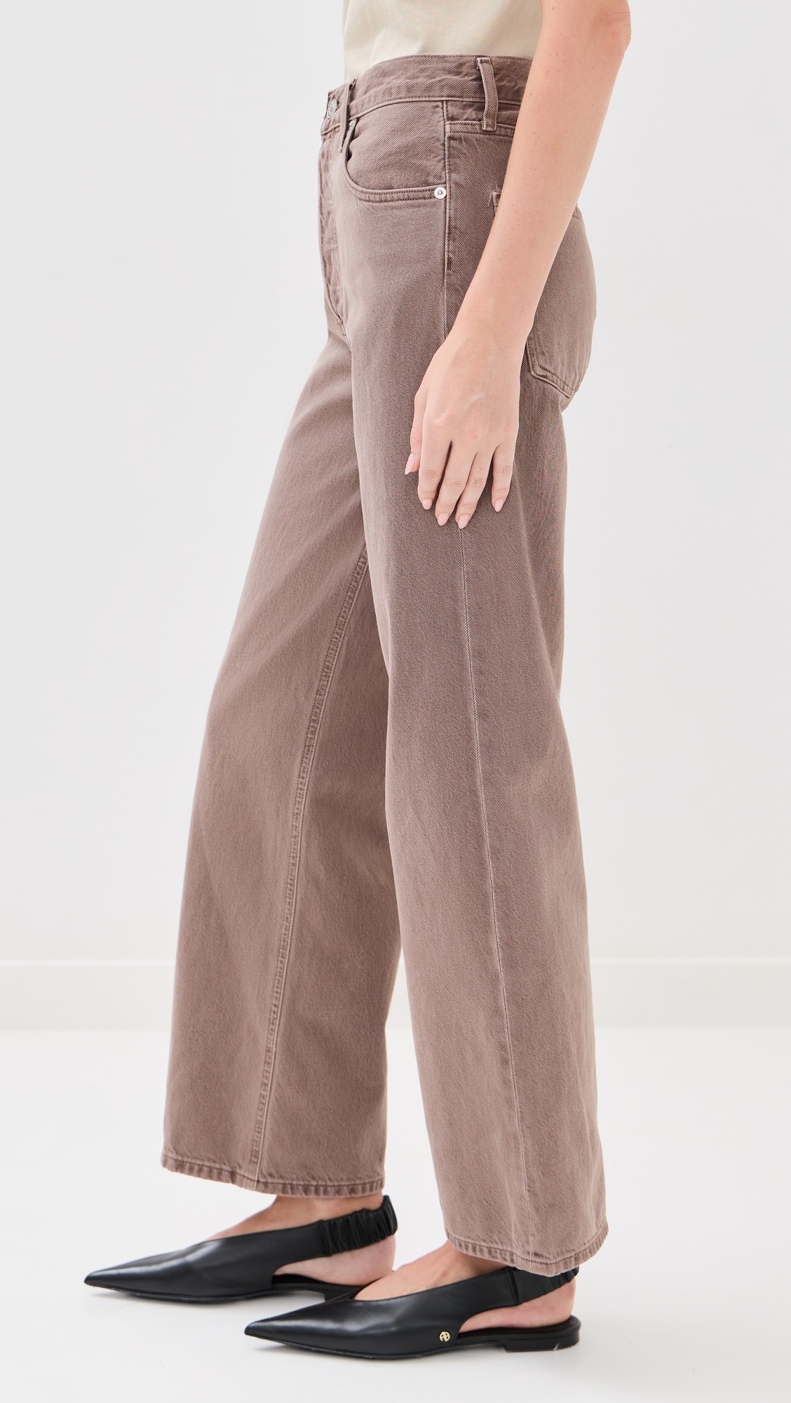 Ren Jeans: High Rise Wide Leg Jeans Ceramic