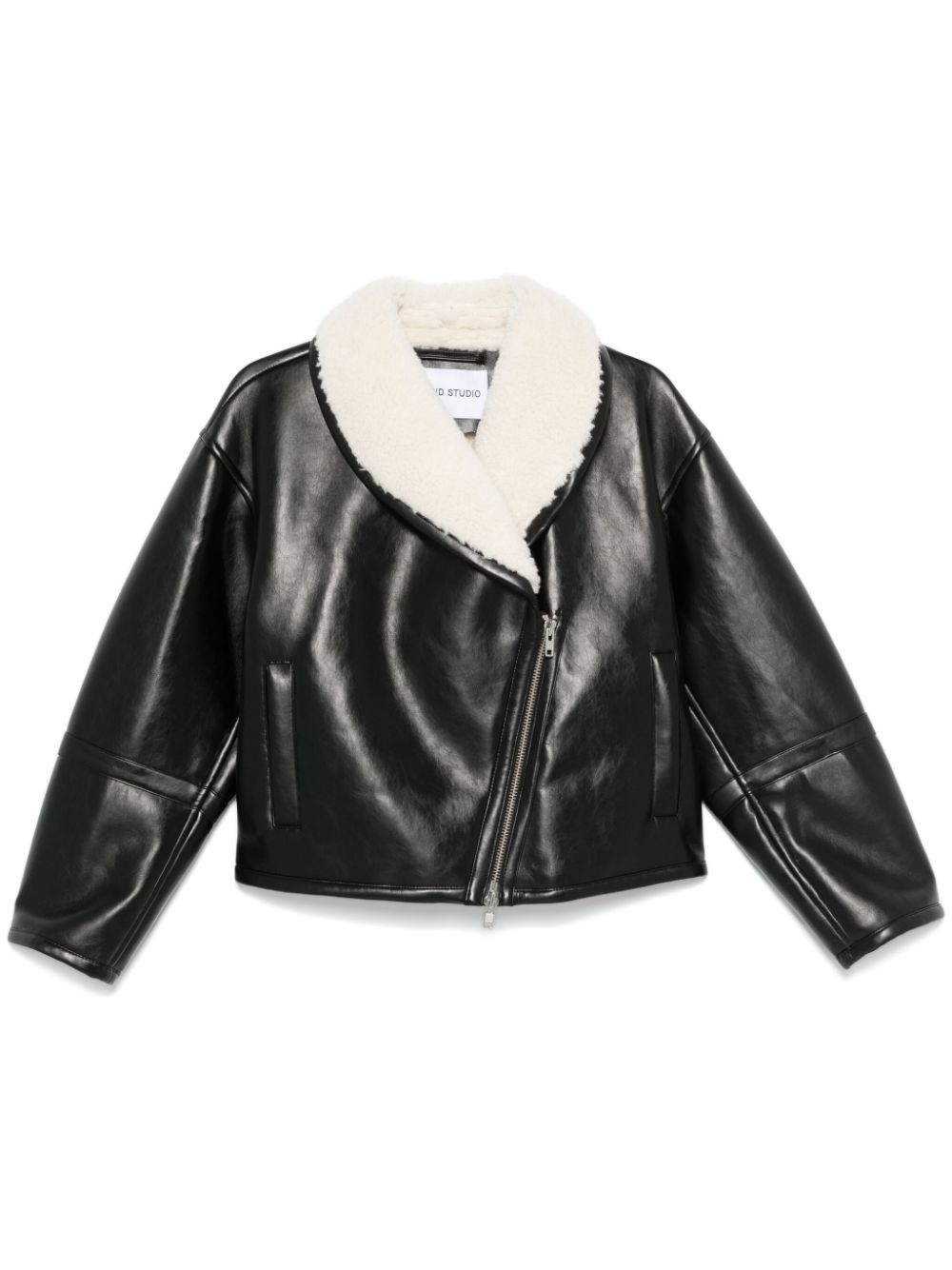 Faux-leather biker jacket - Black